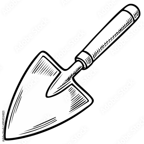 Hand drawn illustration of a garden trowel for planting and digging small holes