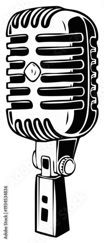 Retro vintage microphone with classic design for broadcasting and performance
