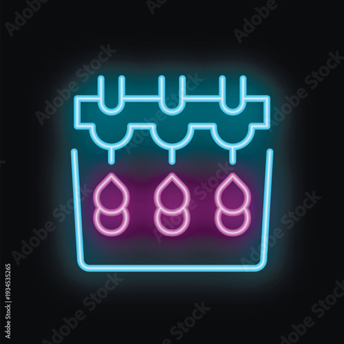 Neon sign representing a water filter system removing impurities for clean and safe drinking water