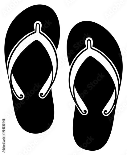 Black and white flip flops sandal silhouette design