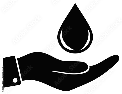 Hand holding pure water drop icon symbolizing conservation natural resources and sustainability