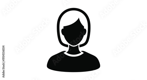 A simple black graphic depicts a human head and shoulders in a flat design silhouette high quality professional