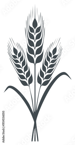 Minimalist illustration of wheat stalks with leaves, representing agriculture, harvest, and natural themes with elegant simplicity