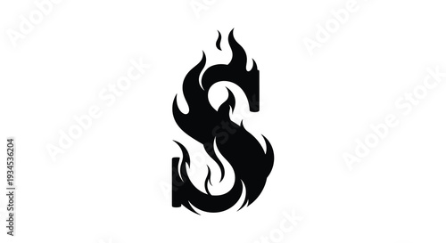 A striking black dragon design is cleverly integrated into the shape of the letter s silhouette high quality