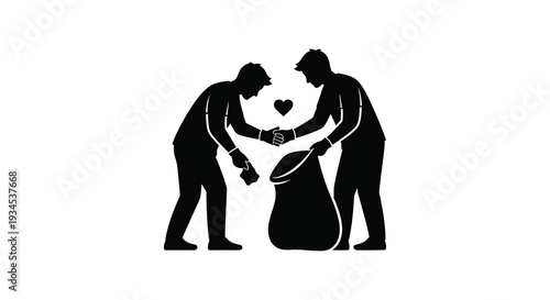 Two men share a tender moment forming a heart shape with their hands a striking silhouette high quality