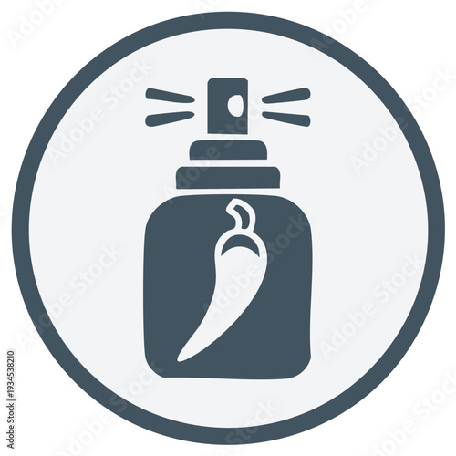 Pepper Spray Can Pictogram: Self Defense, Spicy Protection with Chili Icon, Vector