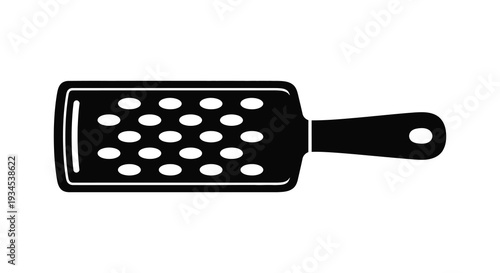 A stark black silhouette depicts a kitchen grater showcasing its functional design and common household use silhouette