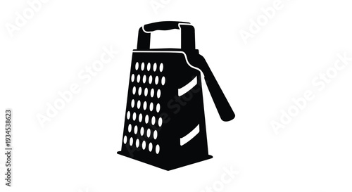 A stark black silhouette of a kitchen grater showcasing its functional design and sharp blades silhouette high quality