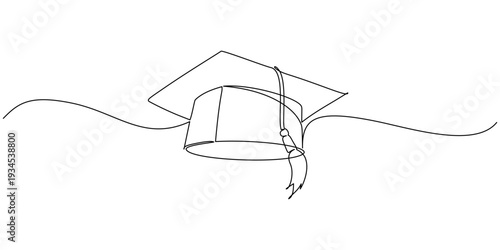 hand drawn line art vector illustration of graduation hat, graduation line art style vector illustration