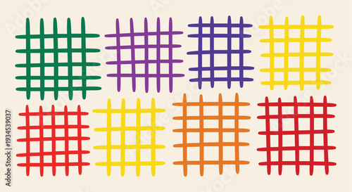  Colorful Hand Drawn Grid Crosshatch Texture Set � Sketch Pattern Background Collection