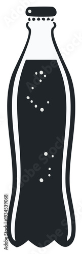 Silhouette illustration of a soda bottle with bubbles concept