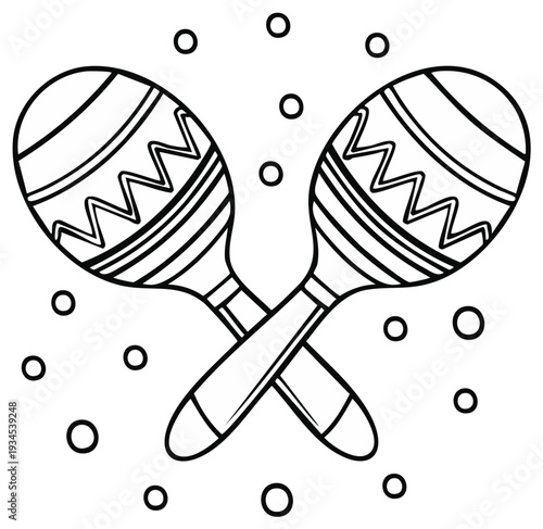 Maracas Musical Instrument Illustration for Coloring Page or Design Element