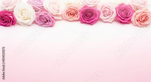 Pink and white roses on light background