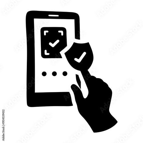 Secure mobile transaction with protected checkmark on screen