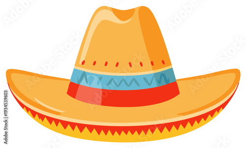 Festive Sombrero Hat with Colorful Band Decoration Traditional Headwear Cinco de Mayo Costume Accessory