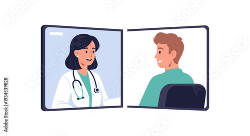 Telemedicine Virtual Doctor Consultation for Online Medical Care. Remote Healthcare Appointment with Patient.