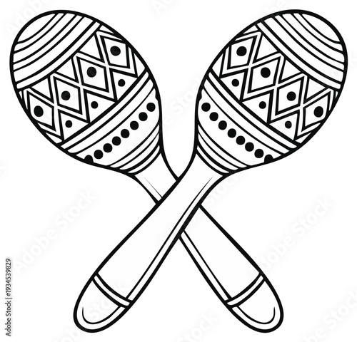 Crossed maracas illustration, hand-drawn design element