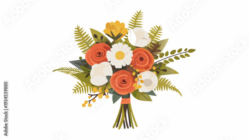 Vibrant orange and white flower bouquet illustration