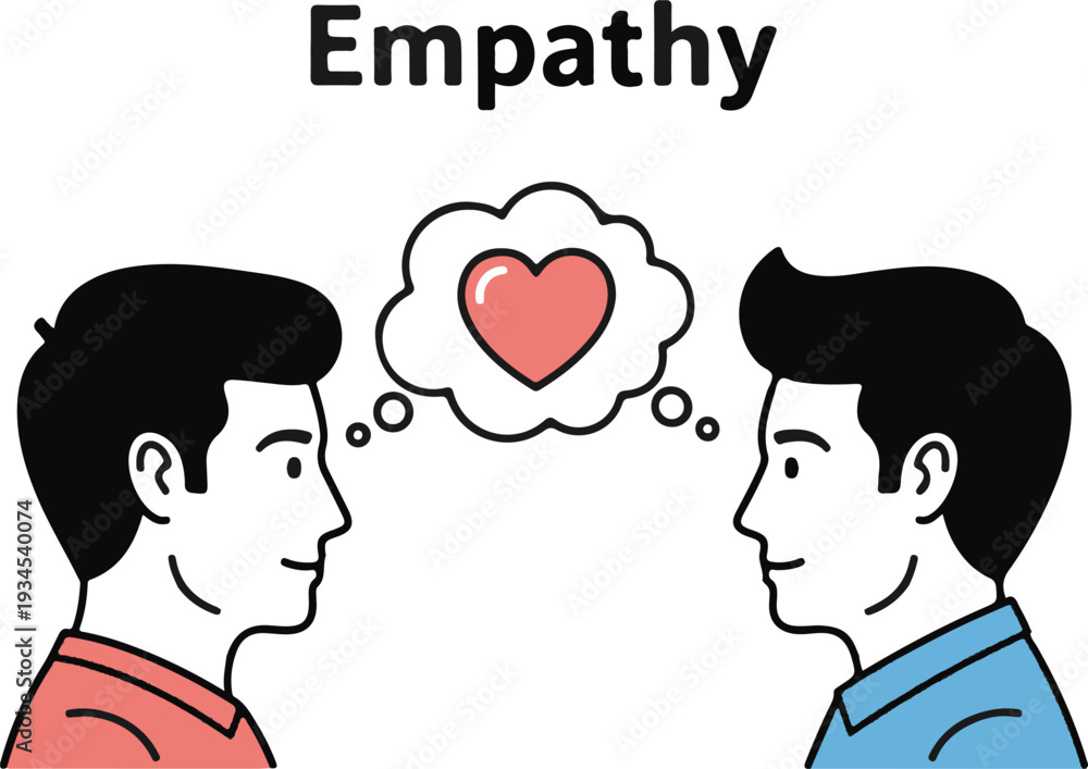 Fototapeta premium Illustration of two men showing empathy towards each other
