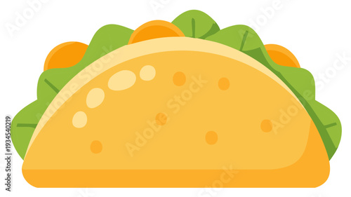 Stylized Taco with Lettuce and Orange Filling
