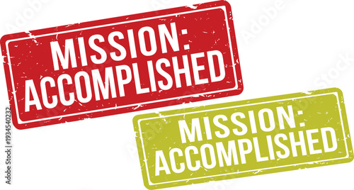 Mission accomplished rubber stamp set with grunge texture