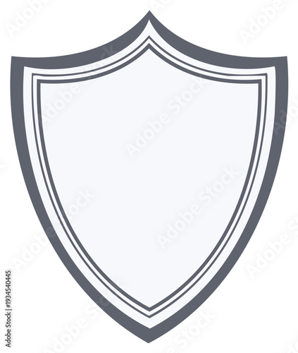 Blank Traditional Shield Emblem with Decorative Border for Heraldry and Security Symbols