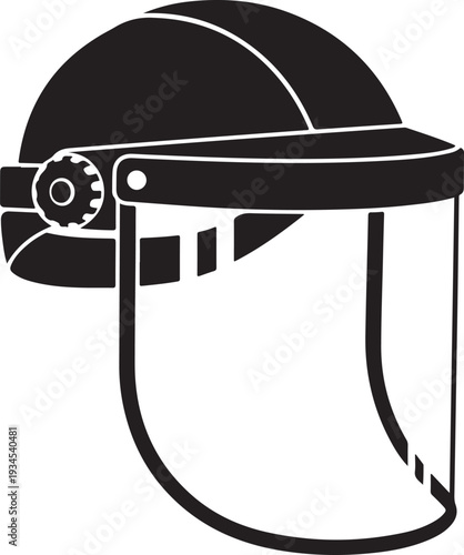 Protective face shield and helmet illustration isolated on transparent background for safety concept