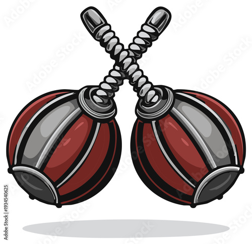 Two Hand-Held Weapons Cross Each Other Illustration for Martial Arts or Historical Weaponry