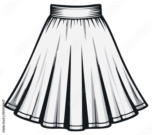 Flared Skirt Illustration Elegant Pleated Garment Fashion Design Apparel