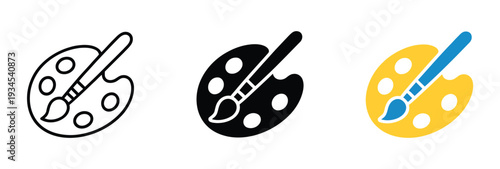 Paint palette and brush for design, drawing, painting, and artistic creativity on transparent background, suitable for digital art, educational, and professional creative projects.