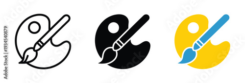 Paint palette and brush on transparent background for design, art, drawing, painting, creativity, and professional digital or print projects.