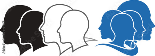 Human head silhouette profiles diversity identity concept vector illustration abstract people faces