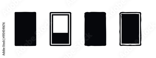 Abstract vector illustration of vertical rectangular shapes in solid, outline, and battery icon styles.