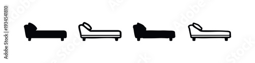 Side View Chaise Lounge Sofa Icons in Solid and Outline Styles