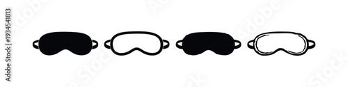Sleep Eye Mask Icons in Solid Black and Outline Styles