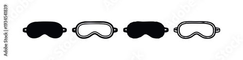 Minimalist Sleep Eye Mask Icons in Solid and Outline Styles
