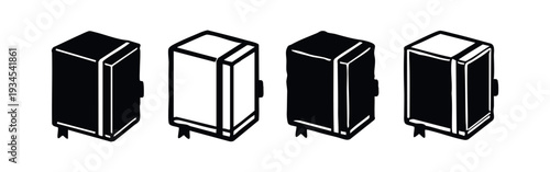 Isometric Notebook and Journal Icons with Bookmarks in Solid and Outline Designs