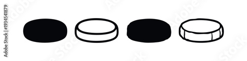 Collection of black vector icons representing simple cylindrical drums in solid and outline styles.