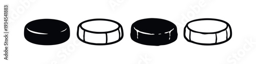 Set of hand-drawn black vector icons depicting cylindrical drums with various styles.