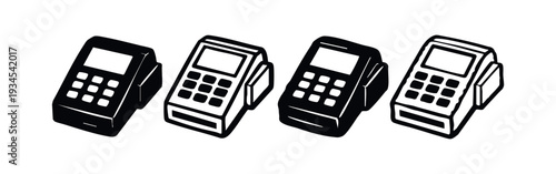 Payment Terminal POS Machine Icons Collection in Solid and Outline Styles