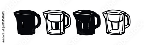Set of Water Filter Jugs Icons in Different Styles