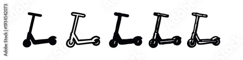 Kick Scooter Icons Set for Urban Commute and Children's Play