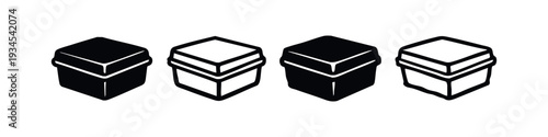Isometric view of various takeaway food box icons for delivery and food service design
