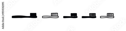 Foot Brush and Shoe Cleaner Icon Set - Scrub Brush Silhouette Vector Collection for Hygiene