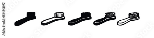 Sock and Footwear Cleaning Brush Icon Set - Garment and Shoe Care Vector Symbols