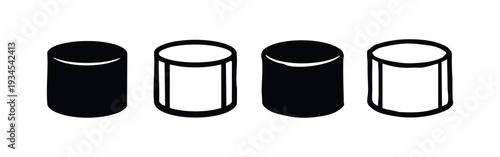 Minimalist Cylindrical Icons with Top Curve Element