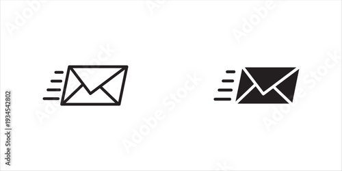 Fast Email Message Icon Set Outline and Solid, Vector illustration, eps10.