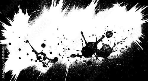 Splatter ink black with white splashes and paint drops messy featuring splash, abstract, grunge with texture and grunge