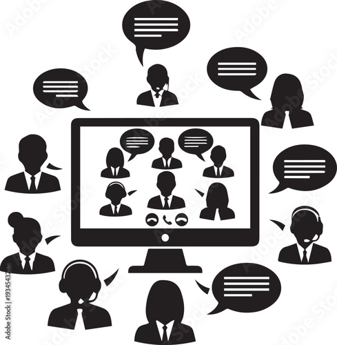Online meeting and communication concept