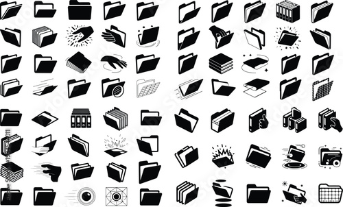 Folder Collection Silhouette Icon Set File Folder Typography Silhouette Icon Pack